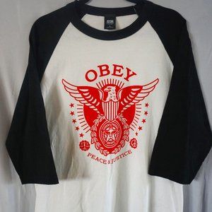 MENS Obey graphic baseball T-shirt. size XL